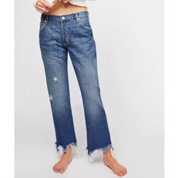 NWT Free People Maggie Mid-Rise Button Fly Straight Leg Jeans Sz 30 - Picture 1 of 9